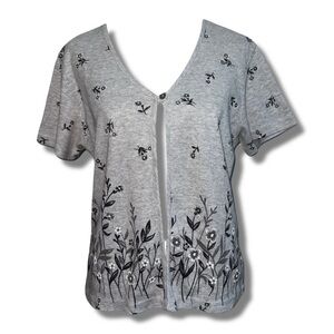 Vintage 90s Floral Short Sleeve Cardigan